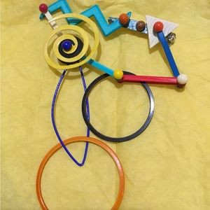 Eve Kaplin kinetic Memphis style brooch